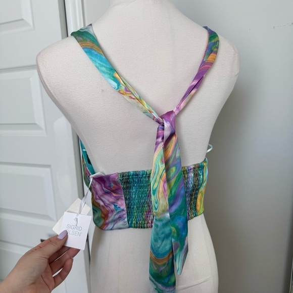NWT Singrid Olsen Colorful Abstract Halter Top XS - Picture 4 of 5